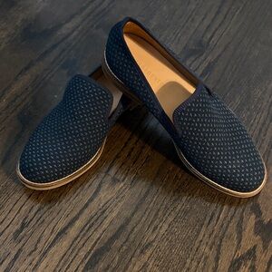 Men's Navy Patterned Slip-On Loafers - Classic Comfort